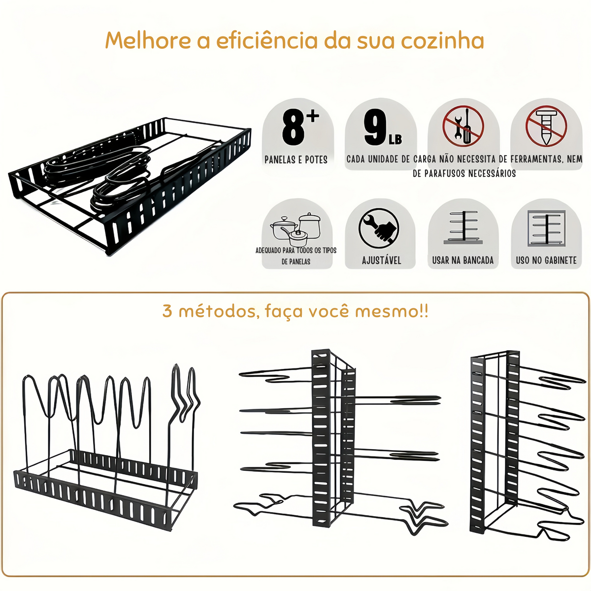 Organizador de Panelas 8 Níveis