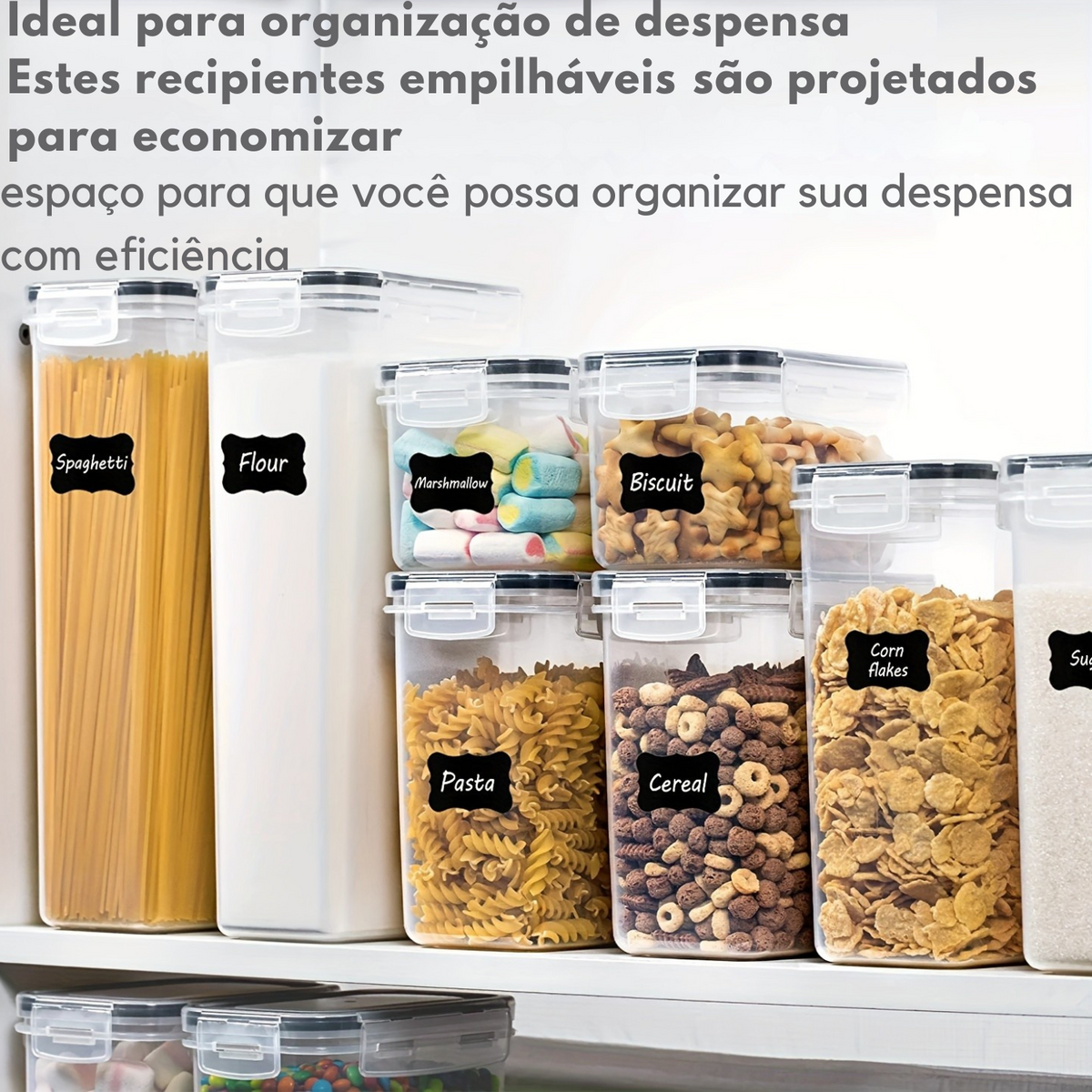 Conjunto Organizadores de Despensa com Etiquetas e Marcador